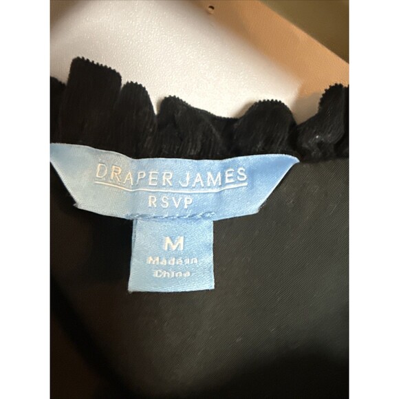 Draper James RSVP Black Corduroy Puff Sleeve Dress Tiered Wednesday Addams Goth - Picture 4 of 10